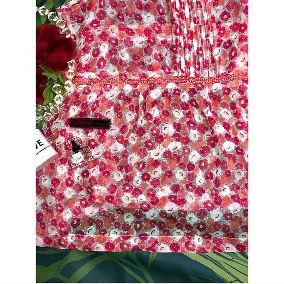 Sheer Floral Tank Top Blouse Large - Picture 3 of 8